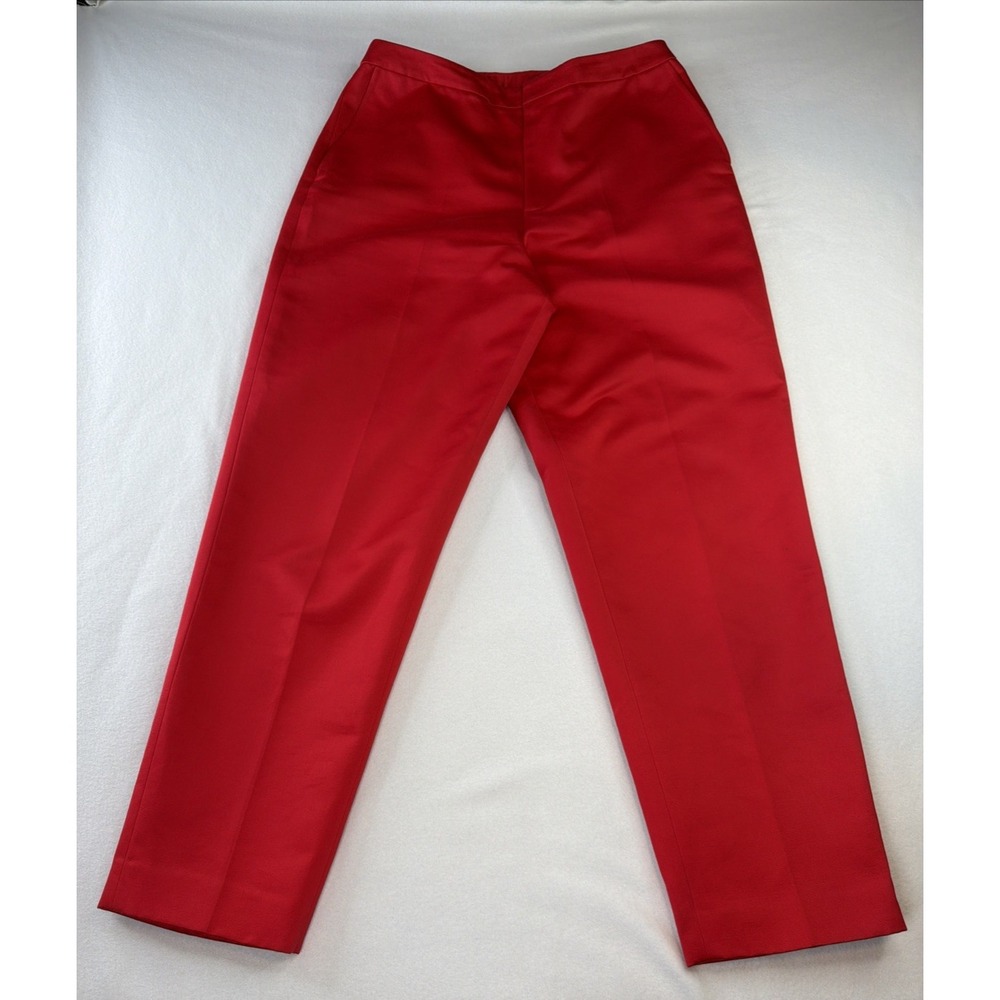 Ellen Tracy Linda Allard Womens 8 Red 100% Cotton Straight Leg Dress Pants